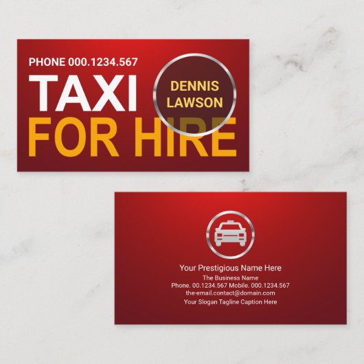 レッドルミネッセンス銀リングや輪大型タクシー 名刺 (正面/裏面)