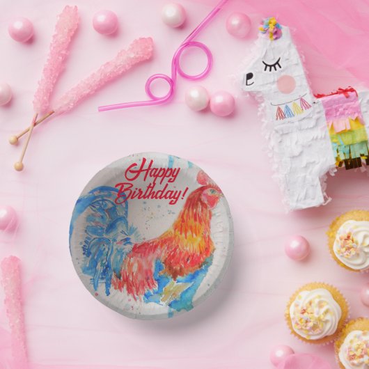 レッドルースターウォーター絵を描カラーズアート誕生日 ペーパーボウル (パーティー)