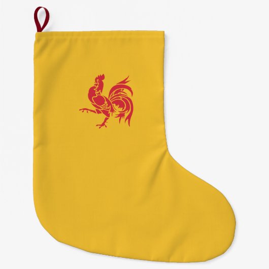 レッドルースター（ワロニア国旗） ラージクリスマスストッキング (正面)