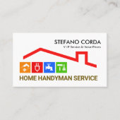 レッドルーフトップホーム修理建物 名刺 (正面)