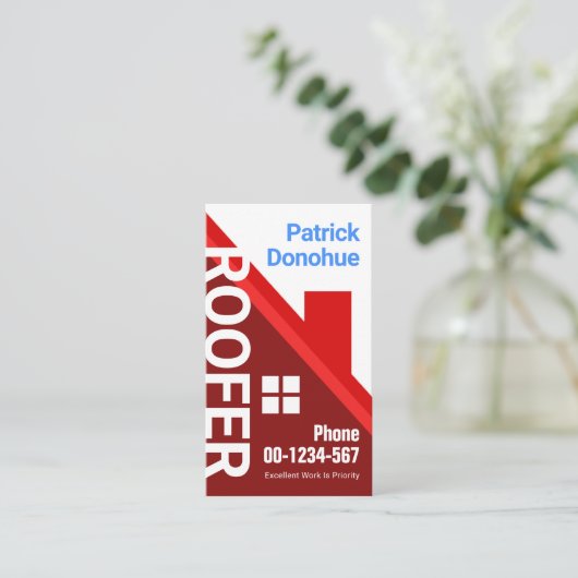 レッドルーフトップ建物屋根スペシャリスト 名刺 (スタンド正面)