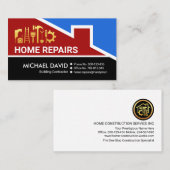 レッドルーフトップ建物金ゴールド建築ツール 名刺 (正面/裏面)