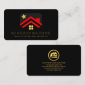 レッドルーフトップ金ゴールド星窓リアル 名刺 (正面/裏面)