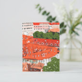 レッドルーフプラハチェコシティスケープ紙コラージュアート ポストカード (スタンド正面)