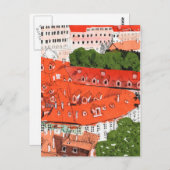 レッドルーフプラハチェコシティスケープ紙コラージュアート ポストカード (正面/裏面)