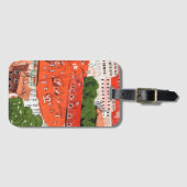 レッドルーフプラハチェコシティスケープ紙コラージュアート ラゲッジタグ (正面横)