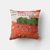 レッドルーフプラハチェコシティスケープ紙コラージュ クッション (裏面)