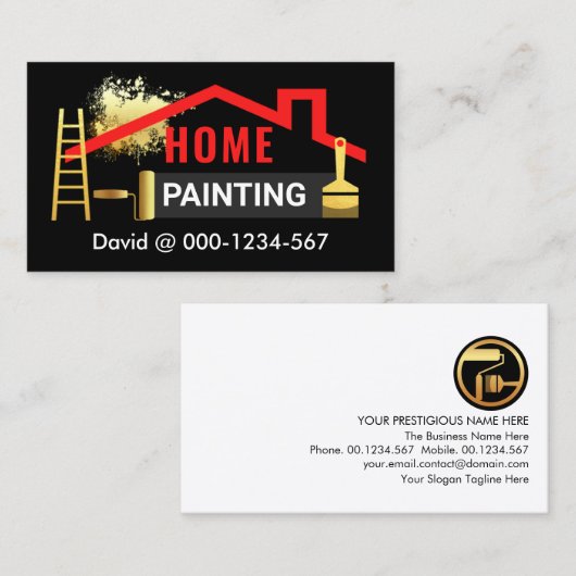 レッドルーフ絵を描（ばちゃばちゃ）跳ねる絵を描ズサービス 名刺 (正面/裏面)