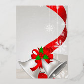 レッドループエレガントシルバーベルズクリスマス招待状 箔招待状 (裏面)