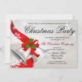 レッドループシルバーベルクリスマス企業のパーティー 招待状 (正面)