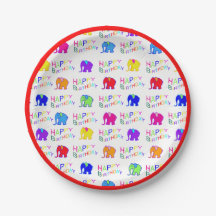 レッドレインボーカラーズカートゥーンゾウ子供の誕生日