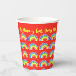 レッドレインボーバースデーパーティーテーマ紙カップ 紙コップ