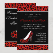 レッドレオパードアニマルプリントヒールバチェロレッテ 招待状 (正面/裏面)