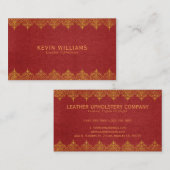 レッドレザーと金ゴールド縁どスワール 名刺 (正面/裏面)