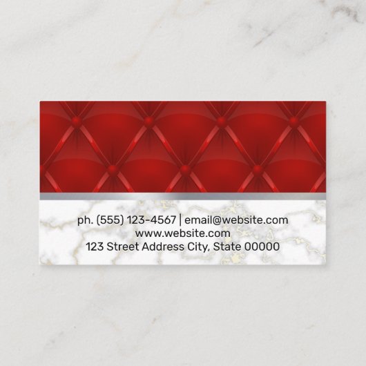 レッドレザーアップホルスター | 大理石メタリックトリム 名刺 (裏面)