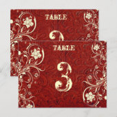 レッドレザーテーブル番号カード（クリーム、フラット） ポストカード (正面/裏面)