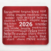 レッドレザー上のワードクラウド2026 マウスパッド (正面)