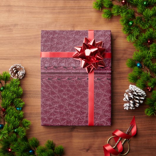 レッドレザー調ファイルフォルダー ラッピングペーパー (クリスマスギフト)