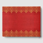 レッドレザー&ヴィンテージ金ゴールドレース縁ど ゲストブック (裏面)