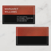 レッドレザー |黒いバーステッチ 名刺 (正面/裏面)