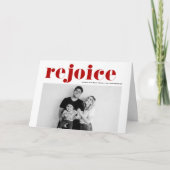 レッドレジョイスはっきりしたタイポグラフィモダン写真クリスマス シーズンカード (正面)