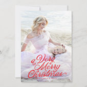 レッドレタリングオーバーレイ非常に陽気なクリスマスフォト シーズンカード (正面)