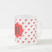 レッドレッドホワイト水玉模様ゾウ フロストグラスマグカップ (正面右)