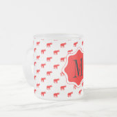 レッドレッドホワイト水玉模様ゾウ フロストグラスマグカップ (正面左)