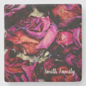 レッドレッドレッドローゼフラワーフローラ ストーンコースター (正面)