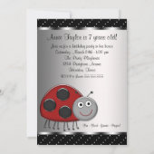 レッドレディバグ 7歳の誕生日パーティー招待状 レディバグ 招待状 (裏面)