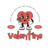 レッドレトロかわいいハートキャラクターバレンタインデー コーヒーマグカップ