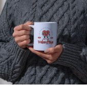 レッドレトロかわいいハートキャラクターバレンタインデー コーヒーマグカップ