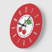 レッドレトロさくらんぼ ラージ壁時計 (傾斜)