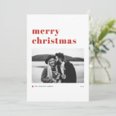 レッドレトロはっきりしたタイポグラフィメリークリスマスフォト シーズンカード (スタンド正面)
