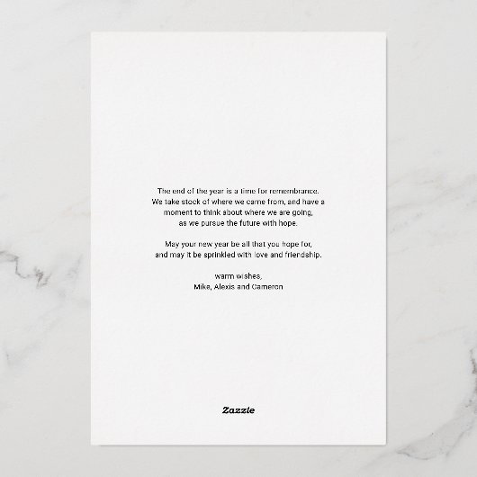 レッドレトロはっきりしたタイポグラフィメリークリスマスフォト 箔シーズンカード (裏面)