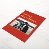 レッドレトロはっきりしたタイポグラフィメリークリスマスフォト 箔シーズンカード (回転した状態)
