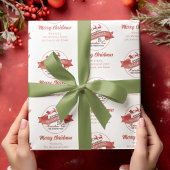 レッドレトロクリスマスサンパーソナライズされたタ ラッピングペーパーシート