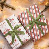 レッドレトロクリスマスサンパーソナライズされたタ ラッピングペーパーシート