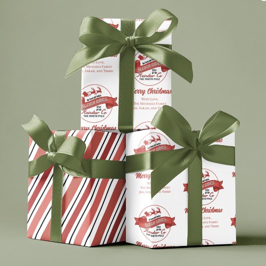 レッドレトロクリスマスサンパーソナライズされたタ ラッピングペーパーシート