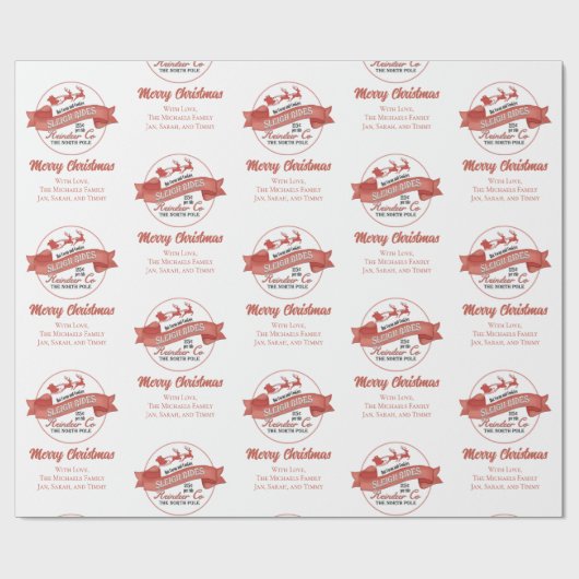 レッドレトロクリスマストインデーパーソナライズされた ラッピングペーパー (フラット)