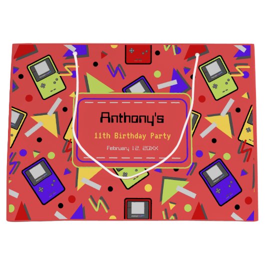 レッドレトロゲーム ラージペーパーバッグ (正面)