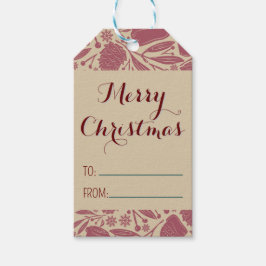 レッドレトロコージークリスマスパターン ギフトタグ