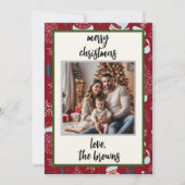 レッドレトロサンカスタムタ写真クリスマスカード シーズンカード (正面)