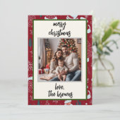 レッドレトロサンカスタムタ写真クリスマスカード シーズンカード (スタンド正面)