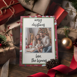 レッドレトロサンカスタムタ写真クリスマスカード シーズンカード