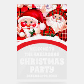 レッドレトロサンタクロースパーティー歓迎 アクリルサイン (正面)