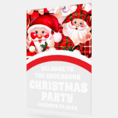 レッドレトロサンタクロースパーティー歓迎 アクリルサイン (傾斜)