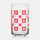 レッドレトロサンタクロース赤タータンチェックプレイドクリスマス ガラス缶 (正面)