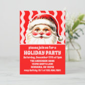 レッドレトロサンタクロース赤Ric Racクリスマスパーティー 招待状 (スタンド正面)