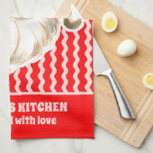 レッドレトロサンタクロース赤Ric Racクリスマス キッチンタオル (四つ折り)